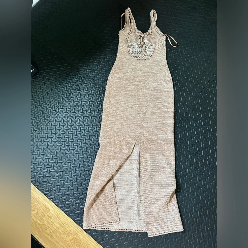 Torn BY Ronny Kobo Size Small Tan/Cream Knit Maxi Dress - Picture 7 of 8